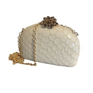 Sondra Roberts clutch cream jewel animal print bag New OS